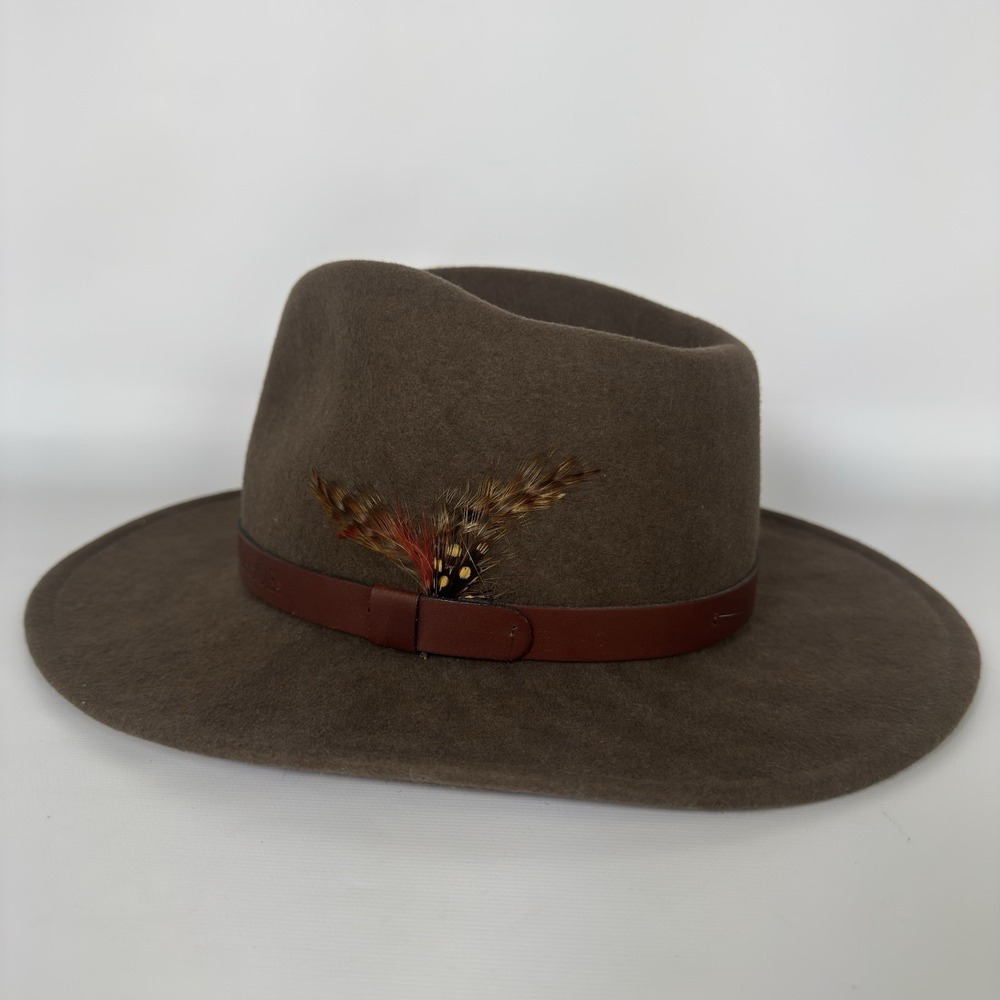 Vintage Dorfman Pacific Cali Fedora Hat Brown Wool Felt Outback USA Mens Small